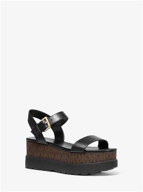 michael michael kors marlon leather and logo flatform sandal|Michael Kors sandals with heel.